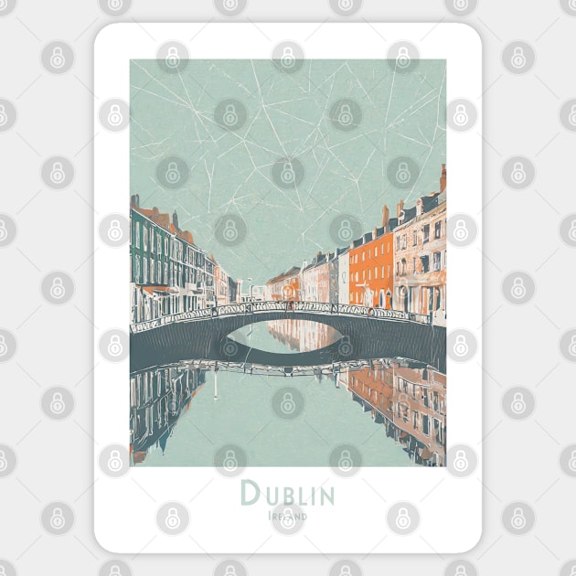 Dublin Cityscape - Ha'penny Bridge - Ireland's Charm Sticker by POD24